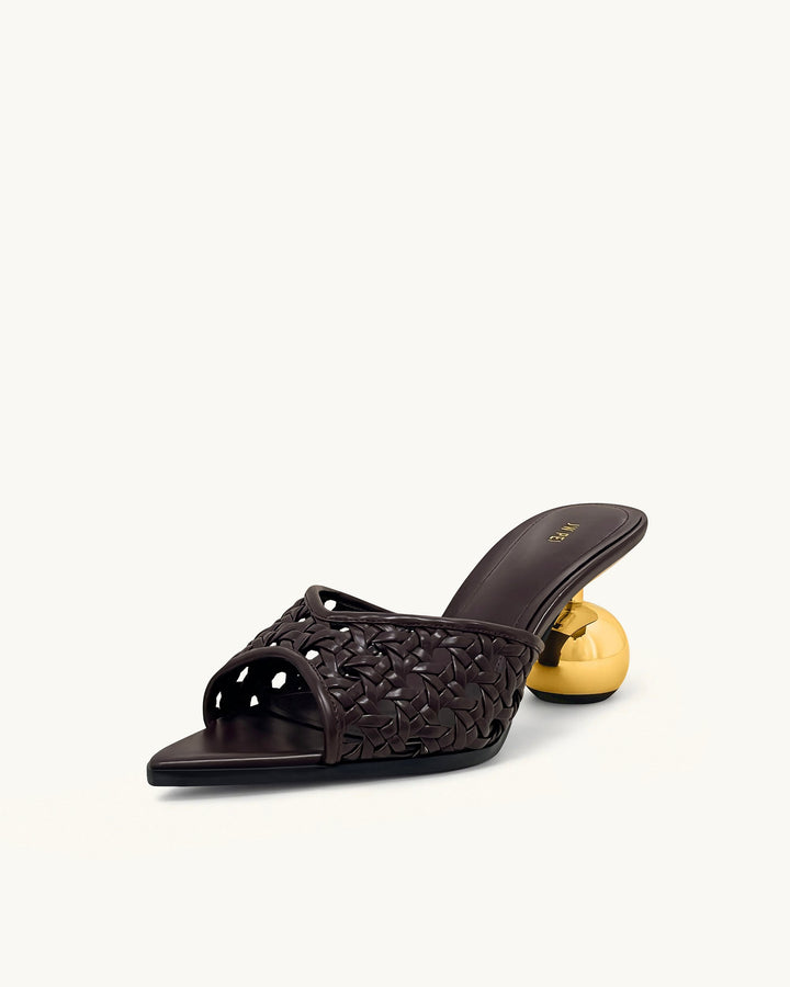 Mules Ellie à Talon Sphérique Tressé - Bordeaux Profond