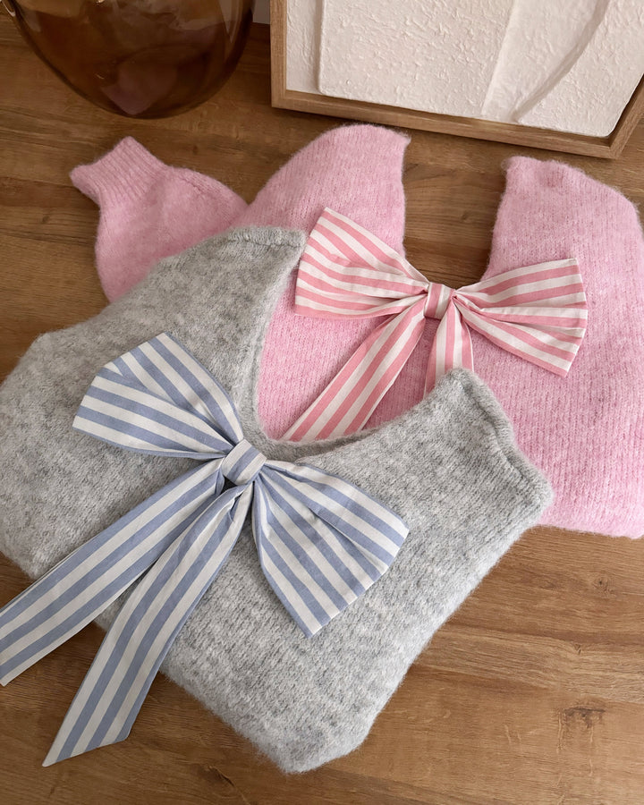 EMRULA pink striped bow knit