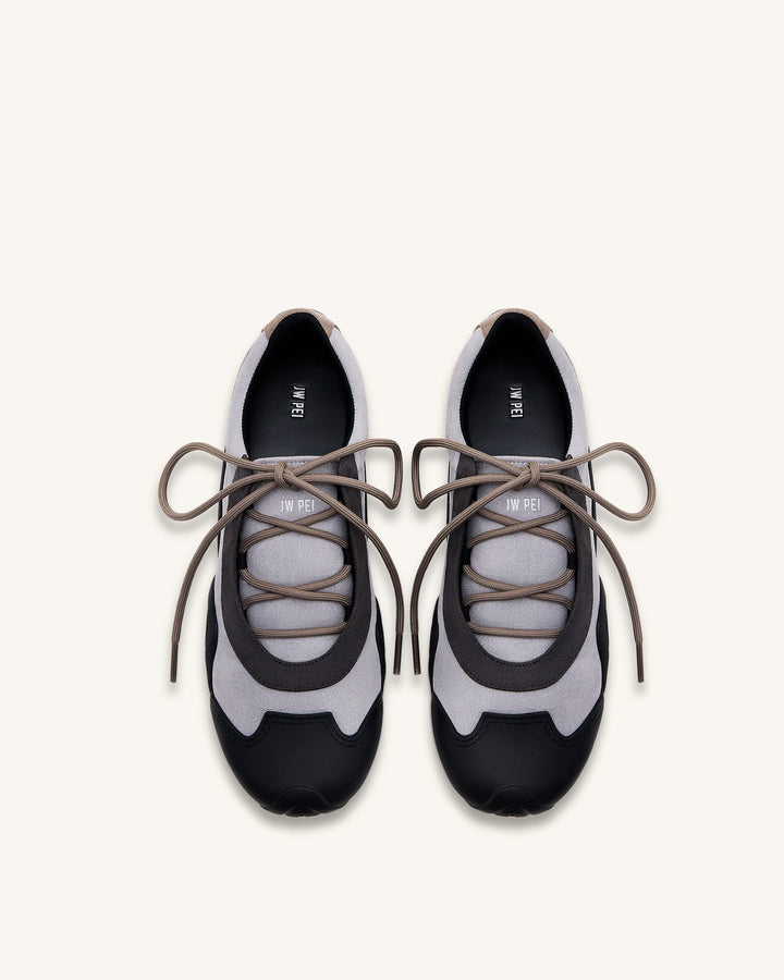 Baskets ballerines à lacets Caitlin en faux suède - Mélange gris