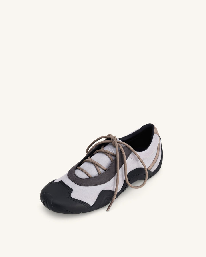 Baskets ballerines à lacets Caitlin en faux suède - Mélange gris